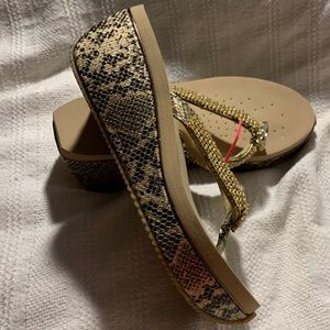 Volatile Leather Snakeskin Wedge Sandals